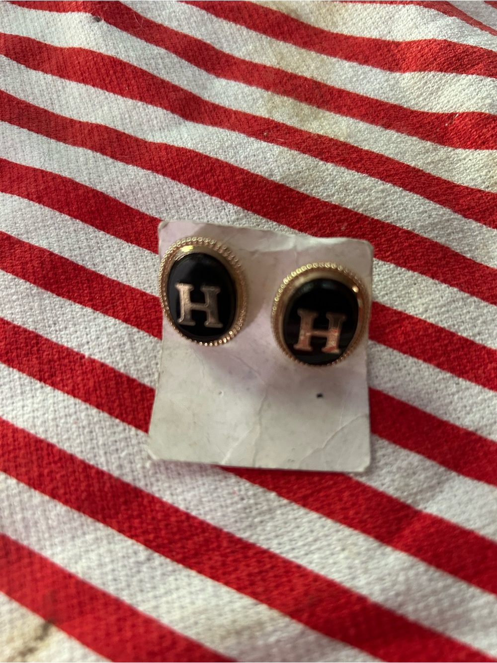 Gold and Black 'H' cuff links